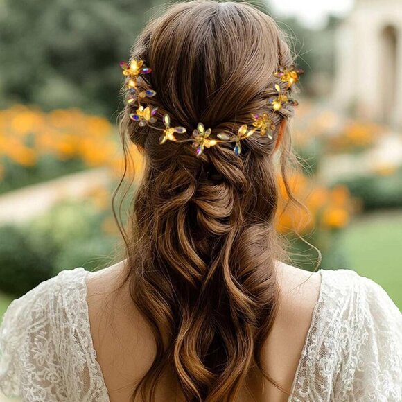 LED Wedding Hair Vine Silver Rhinestone Bridal Headpiece for Women Girls